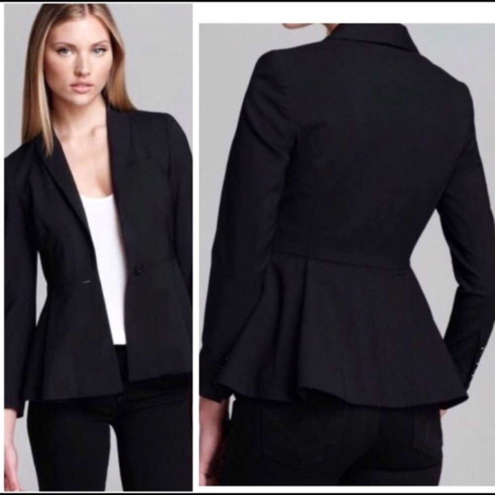Alice + Olivia Peplum Black One Button Blazer